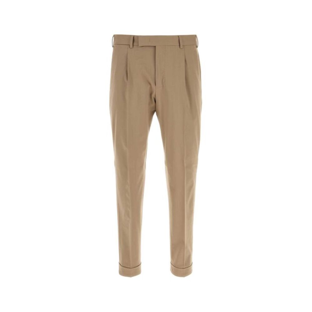 Pt Torino Men Beige Stretch Wool Pant